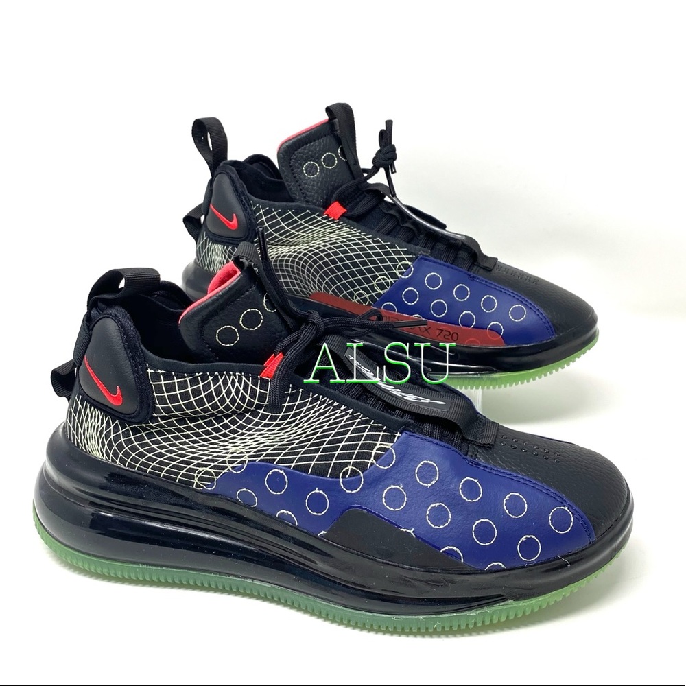 Nike Air Max 720 Waves Leather Blue Mens Sneakers - Picture 2 of 12